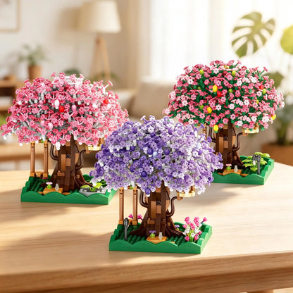 Cherry Blossom Tree House Building Blocks Set – DIY Floral Model Kit