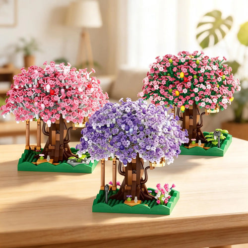 Cherry Blossom Tree House Building Blocks Set – DIY Floral Model Kit