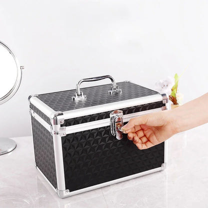 Professional Makeup Case with Mirror – Aluminum Alloy Cosmetic Organizer