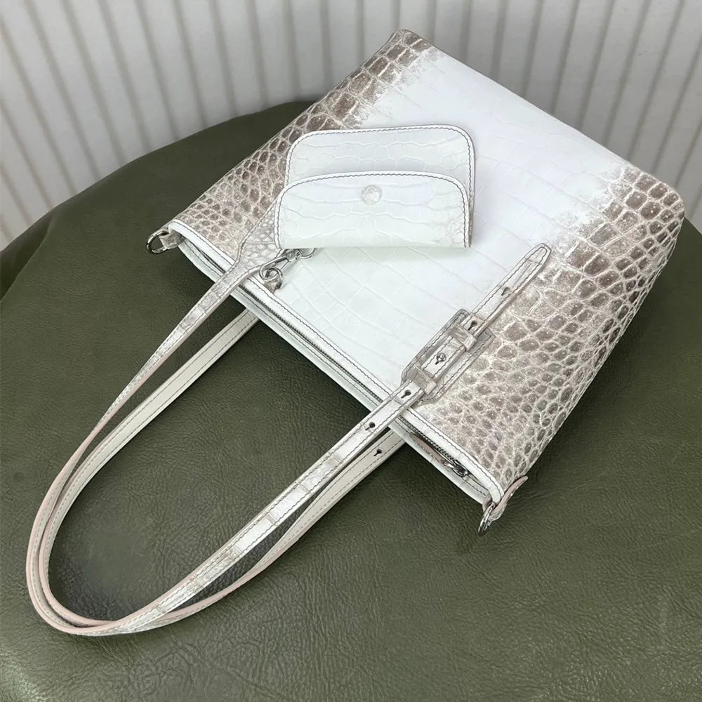 Crocodile Embossed Tote Bag – Women's Large Capacity Shoulder Bag with Mini Purse