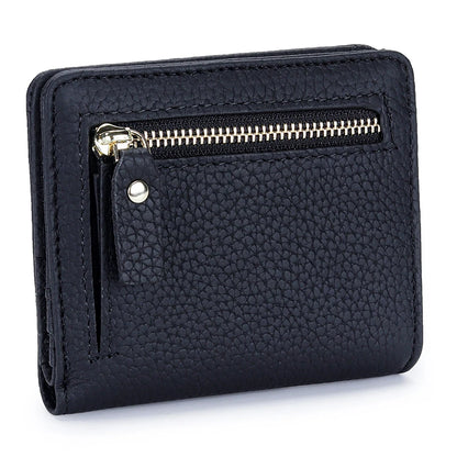 Women's Genuine Cowhide Leather Small Wallet with Multiple Card Slots