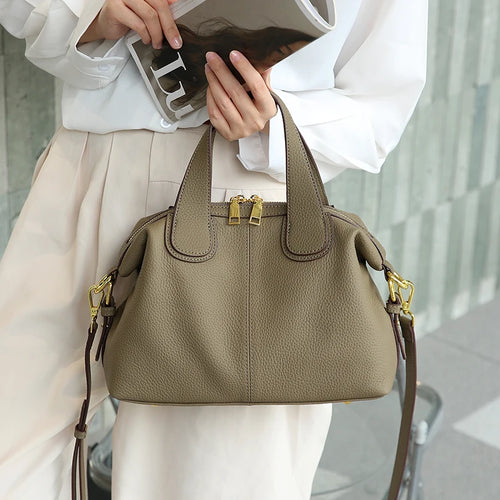 Genuine Cowhide Leather Crossbody Bag – Large Capacity Retro Handbag for Women