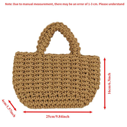 Hand-Woven Cotton Rope Bag – Women's Crochet Handbag