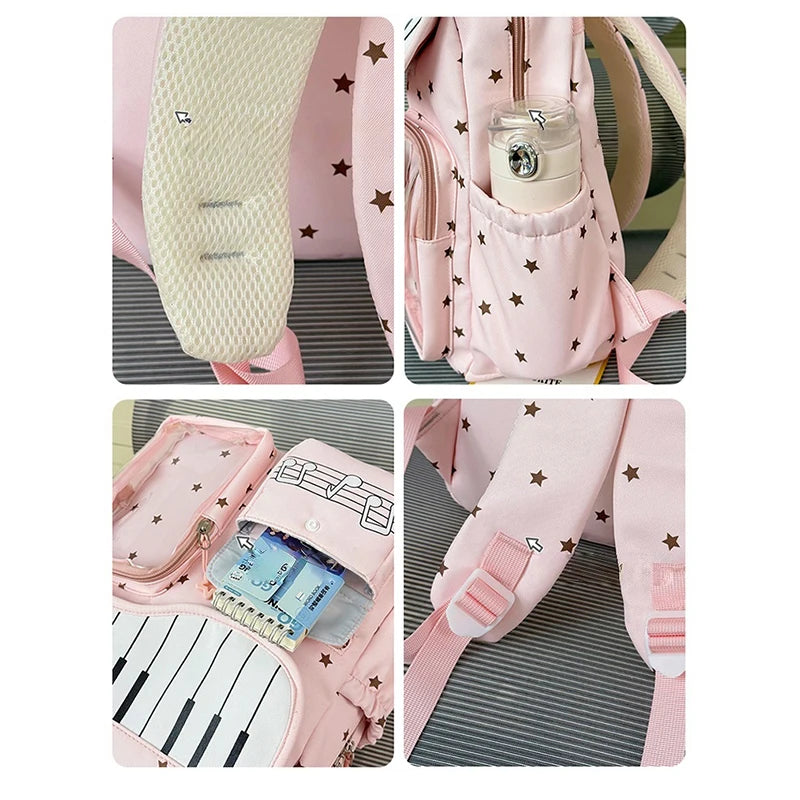 Kawaii Piano Key Ita Backpack with Transparent Pocket