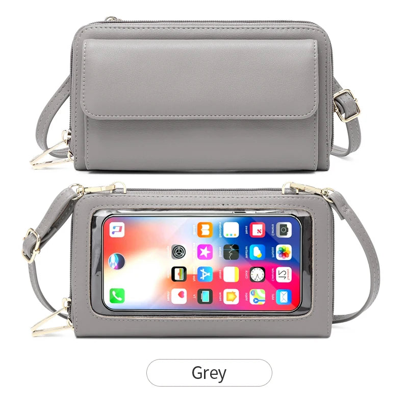 Touchscreen Crossbody Phone Wallet for Women – Zipper Purse with Clear Window