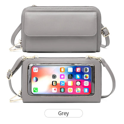 Touchscreen Crossbody Phone Wallet for Women – Zipper Purse with Clear Window