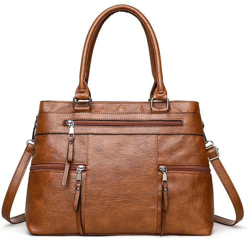 Women's Leather Tote Handbag – Top Handle Shoulder & Crossbody Bag