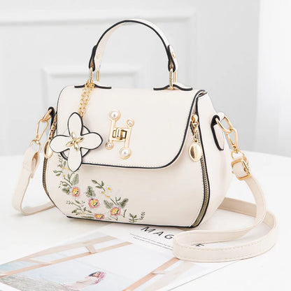 Embroidered Floral Crossbody Handbag for Women – PU Leather Shoulder Bag