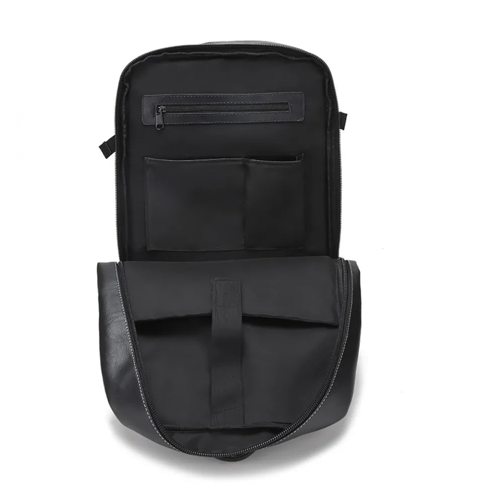Large Travel Backpack for Men – Multi-Functional PU Leather Bag