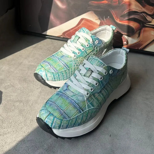 Crocodile Leather Hand-Painted Aurora Sneakers for Men