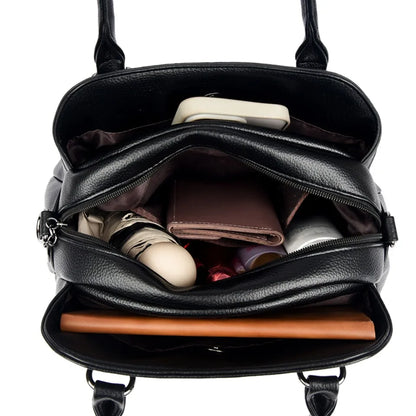 Soft PU Leather Handbag for Women – 3-Layer Shoulder & Crossbody Bag