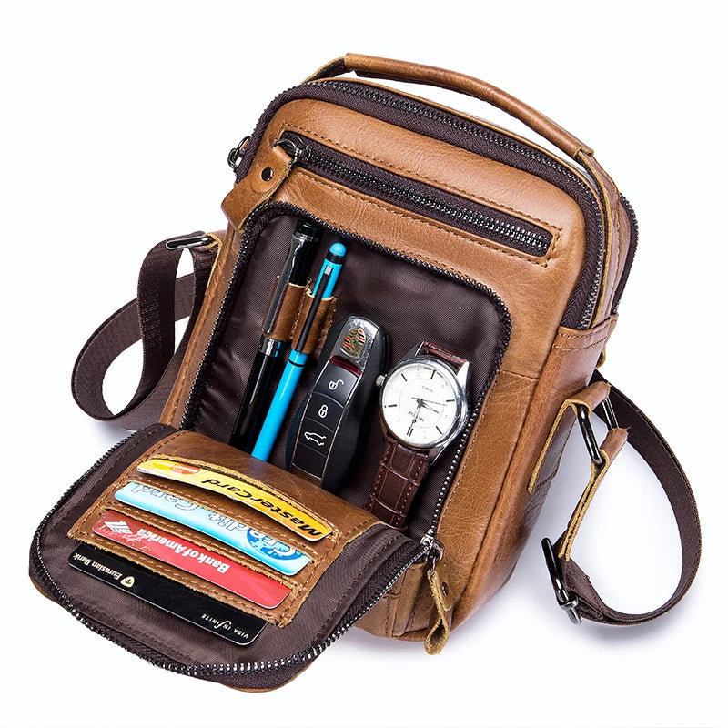 Genuine Leather Messenger Bag for Men – Small Crossbody