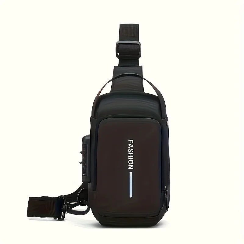 Men's Crossbody Sling Bag with Password Lock & USB Port