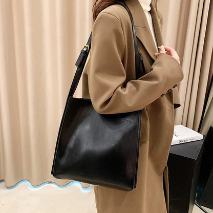 Women Tote Bags Shiny Leather Shopper Shoulder Bag Retro Large Capacity Shopping Totes 2023 Luxury