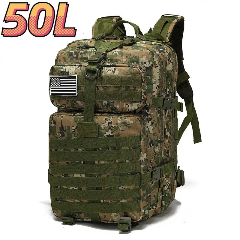 50L Tactical Backpack – Waterproof 1000D Nylon Hunting & Hiking Rucksack