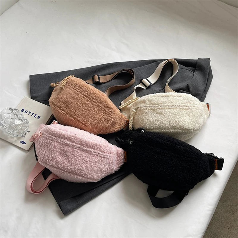 Cozy Faux Fur Waist Bag Women S Soft Winter Plush Crossbody Chest Adjustable Strap Casual Commuter