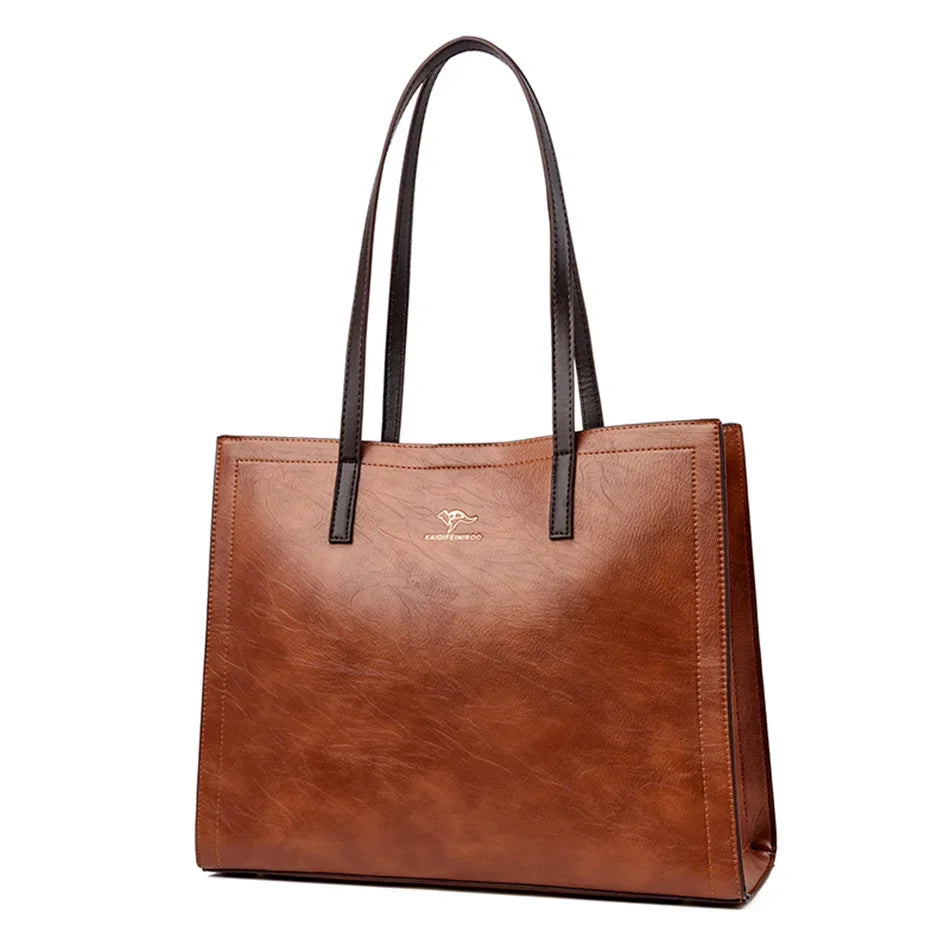 Large Capacity Leather Tote Shoulder Bag for Women