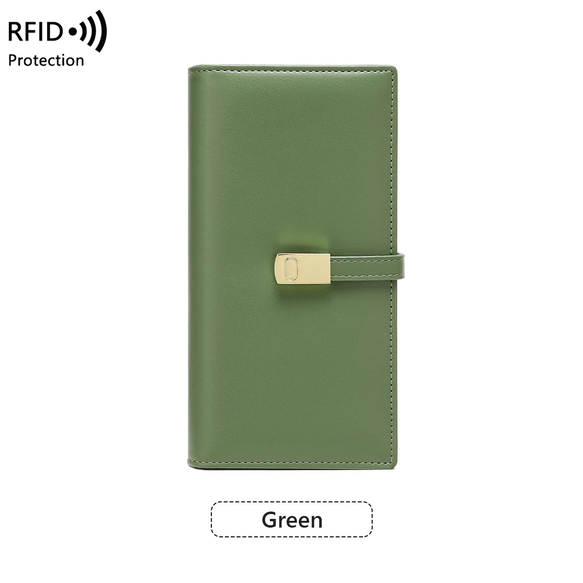 RFID Blocking Ultra-Thin Long Wallet for Women – PU Leather Double Fold Card Clip