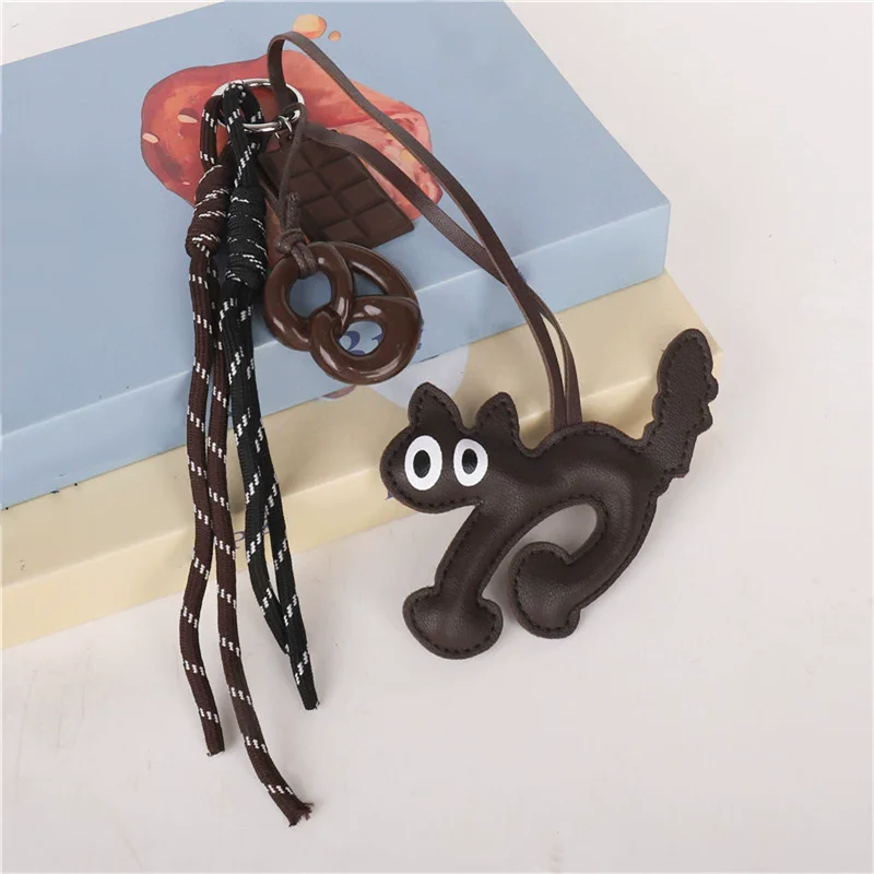 Cute Animal Leather Keychain Charm – Cat & Dog Pendant