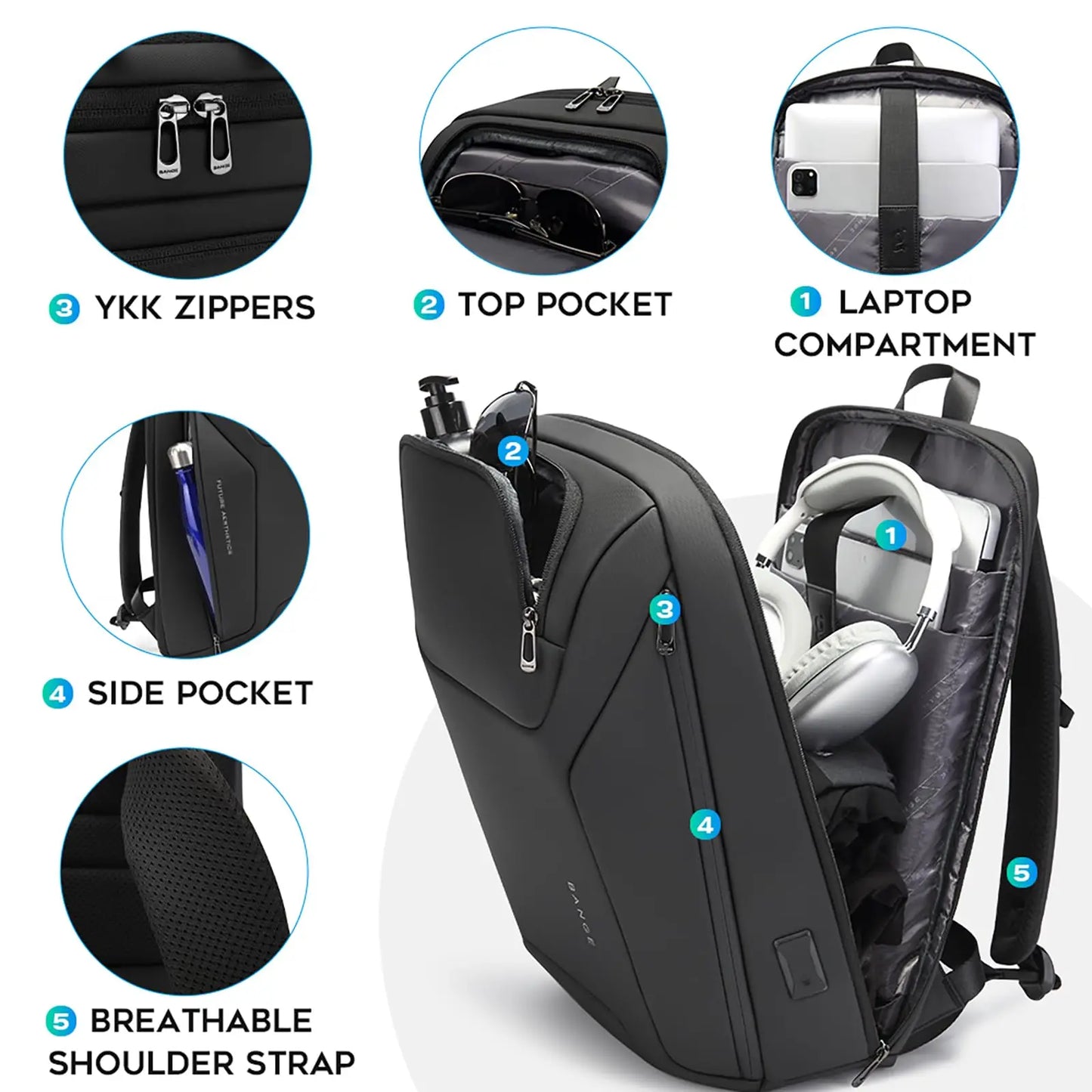 Smart Laptop Backpack 15.6" – Water-Resistant Travel Bag with USB Port