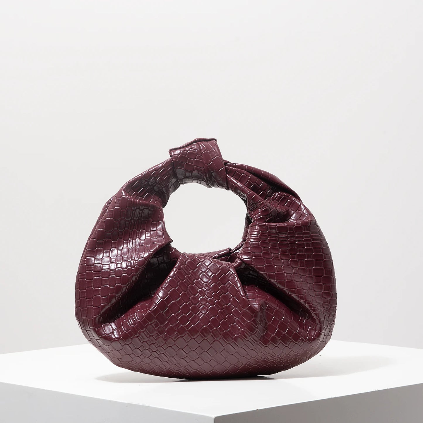 Woven Knot Crescent Bag – Vintage Faux Leather Hobo Clutch