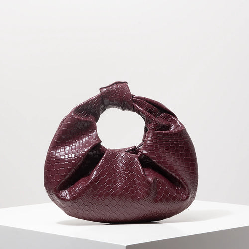 Woven Knot Crescent Bag – Vintage Faux Leather Hobo Clutch