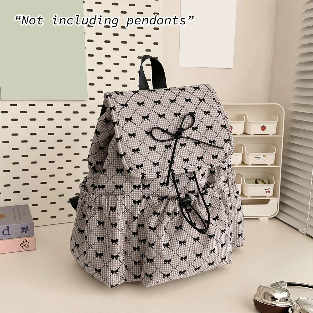 Bow Print Backpack – Japanese Style Large Capacity Casual Bag