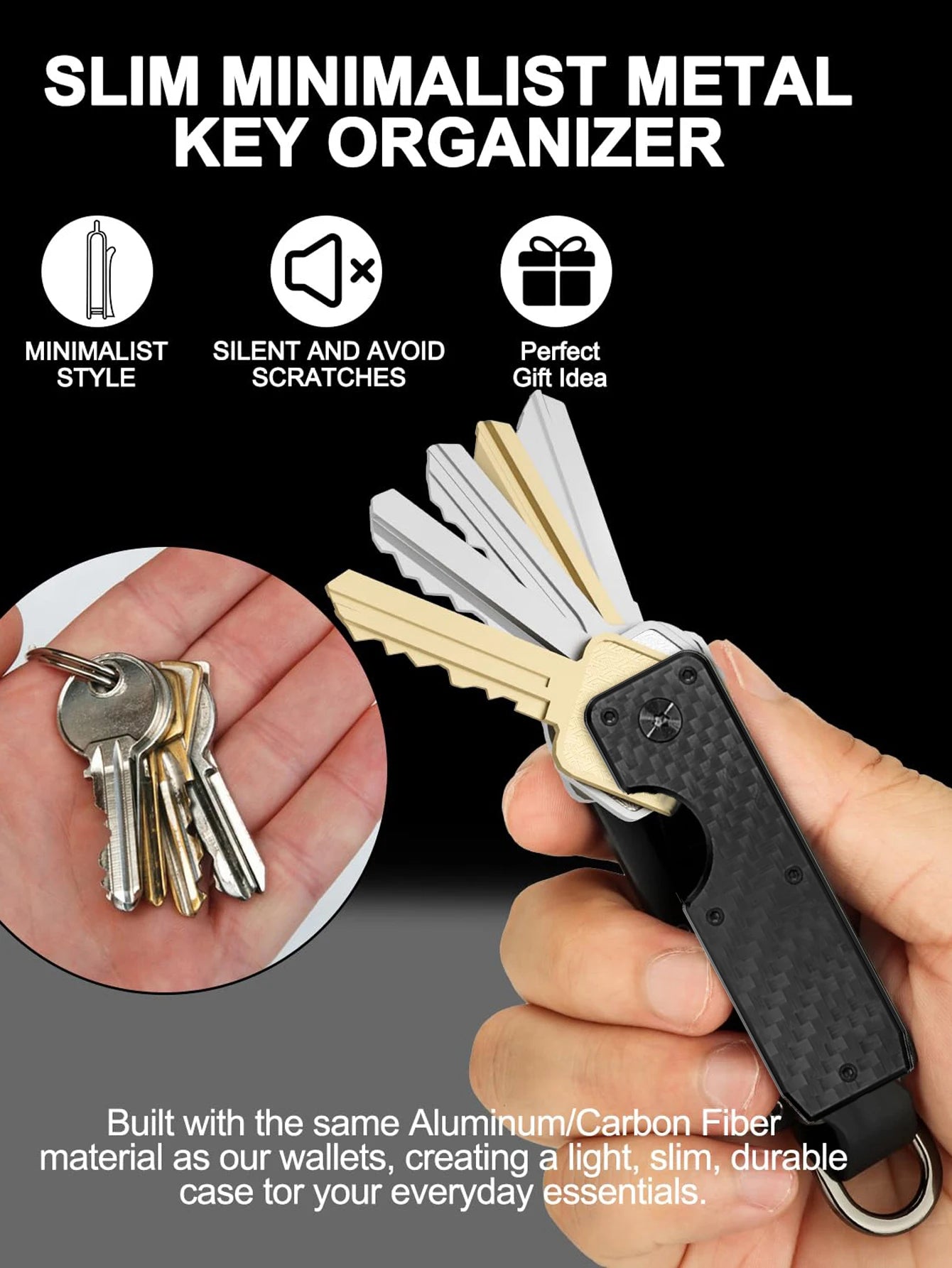 Compact Aluminum Key Organizer Holder – Smart Keychain