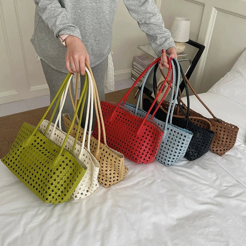 Woven Hollow Shoulder Bag – Women's Summer Beach Handbag & Purse