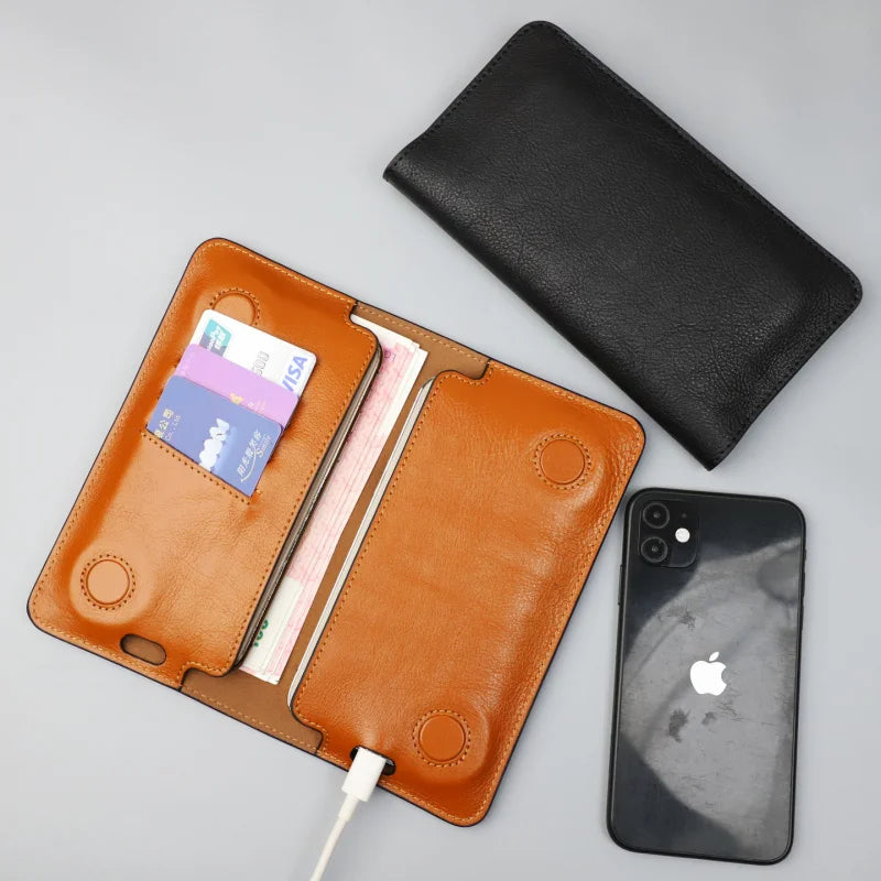 Leather Wallet Phone Case – Magnetic Clutch for iPhone & Samsung