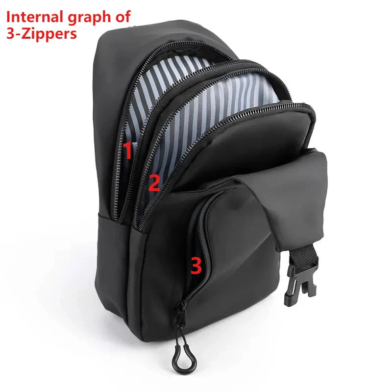 Men's Sling Bag with USB Charging Port & Headphone Jack