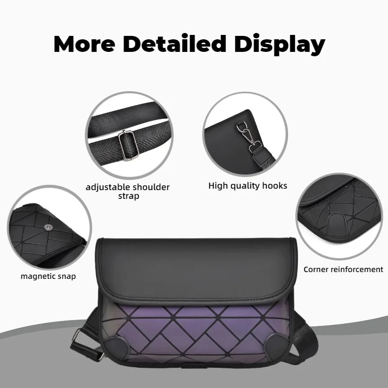 Men's Diamond Grid Crossbody Shoulder Bag