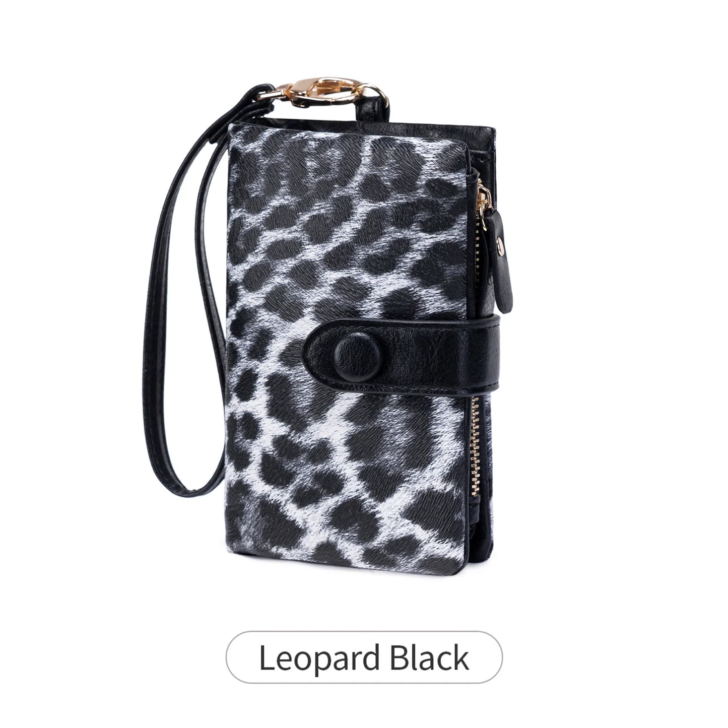 Animal Print Women's Wallet – PU Leather Zipper Wristlet