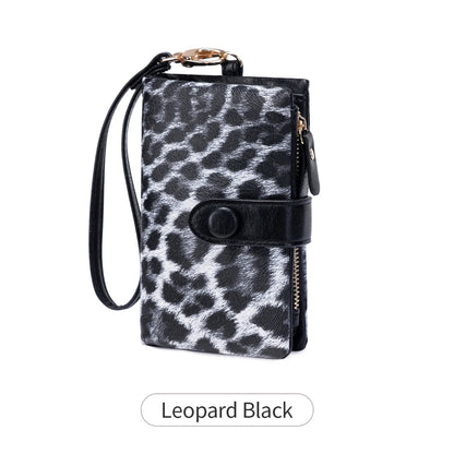 Animal Print Women's Wallet – PU Leather Zipper Wristlet