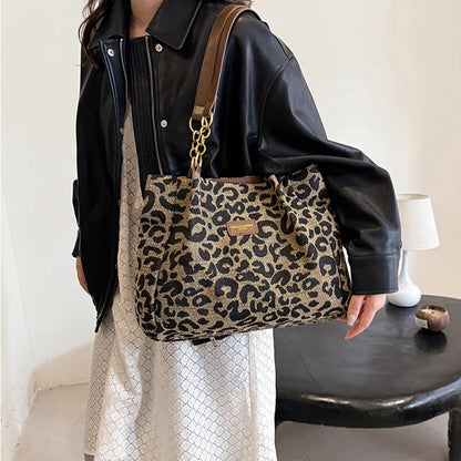 Leopard Print Tote Bag for Women – Large Capacity Shoulder Handbag