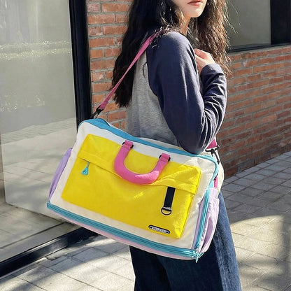 Color Block Gym Duffle Bag with Shoe Compartment – Travel & Fitness Tote