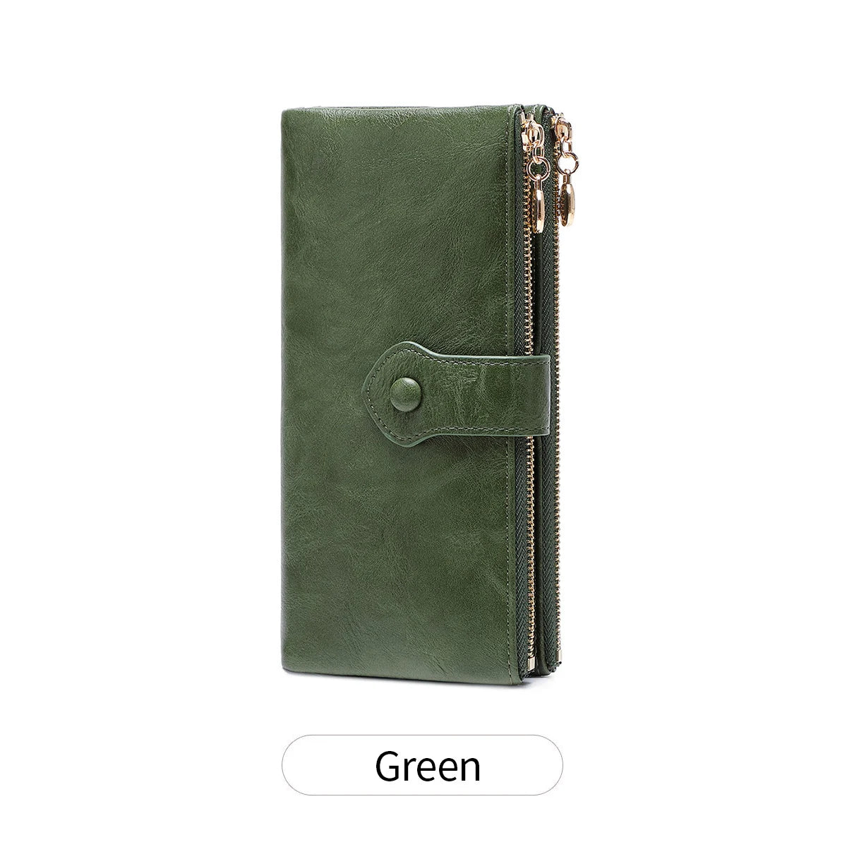 Women's Vintage Double Zip Long Wallet PU Leather Large Capacity