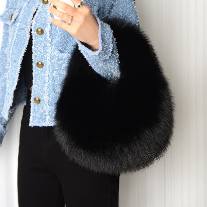 Faux Fur Fluffy Clutch Bag – Women's Winter Shoulder Purse