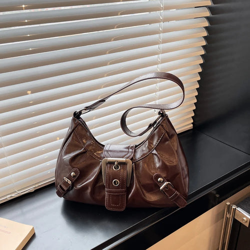 Y2K Pleated Hobo Shoulder Bag – Maillard Style Underarm Clutch