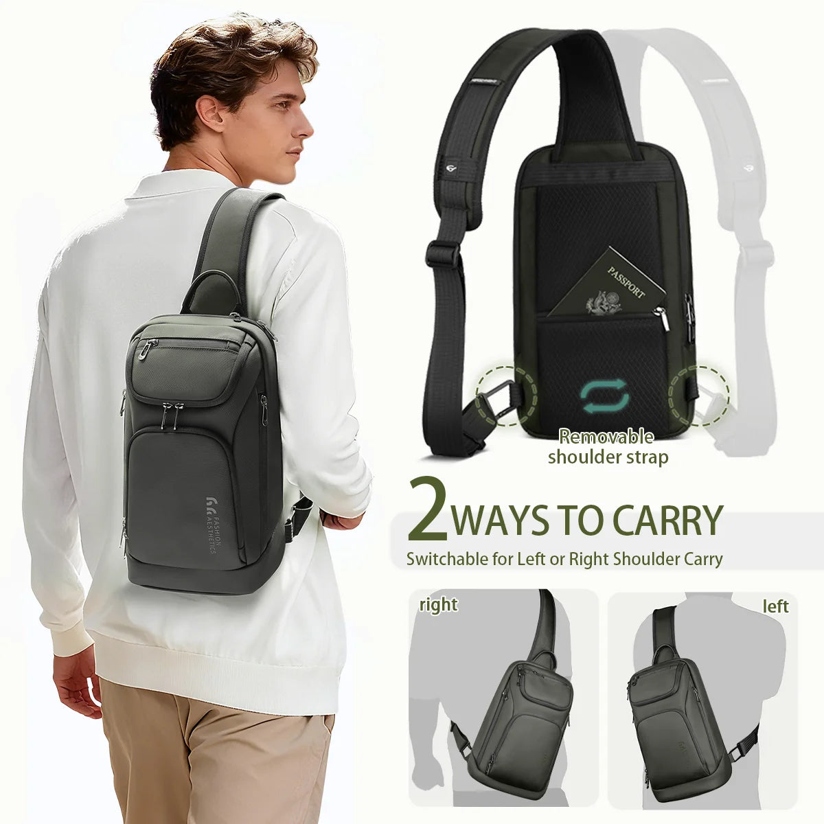 Men's Waterproof Crossbody Sling Bag – Fits 11" iPad
