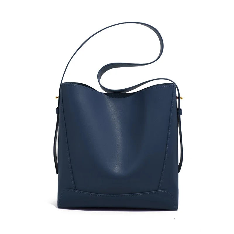 FOXER Lady Women Hobo Bucket Bag Split Leather Fashion Shoulder Bags Large Capacity Handbag Wide Adjustable Strap Female Bags
