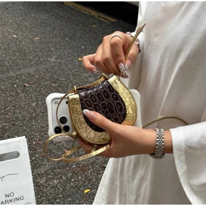 Crocodile Embossed Saddle Bag – Luxury Women's Crossbody