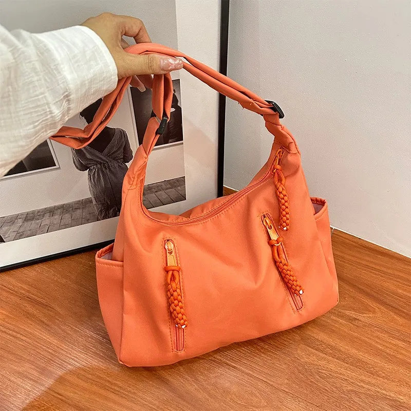 Nylon Crossbody Shoulder Bag for Women – Multi-Pocket Lightweight Tote