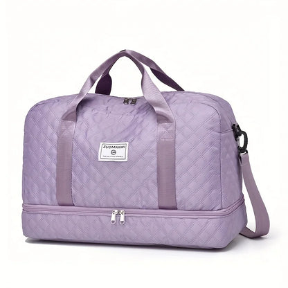 Large Capacity Nylon Travel Duffel Bag with Shoe Compartment