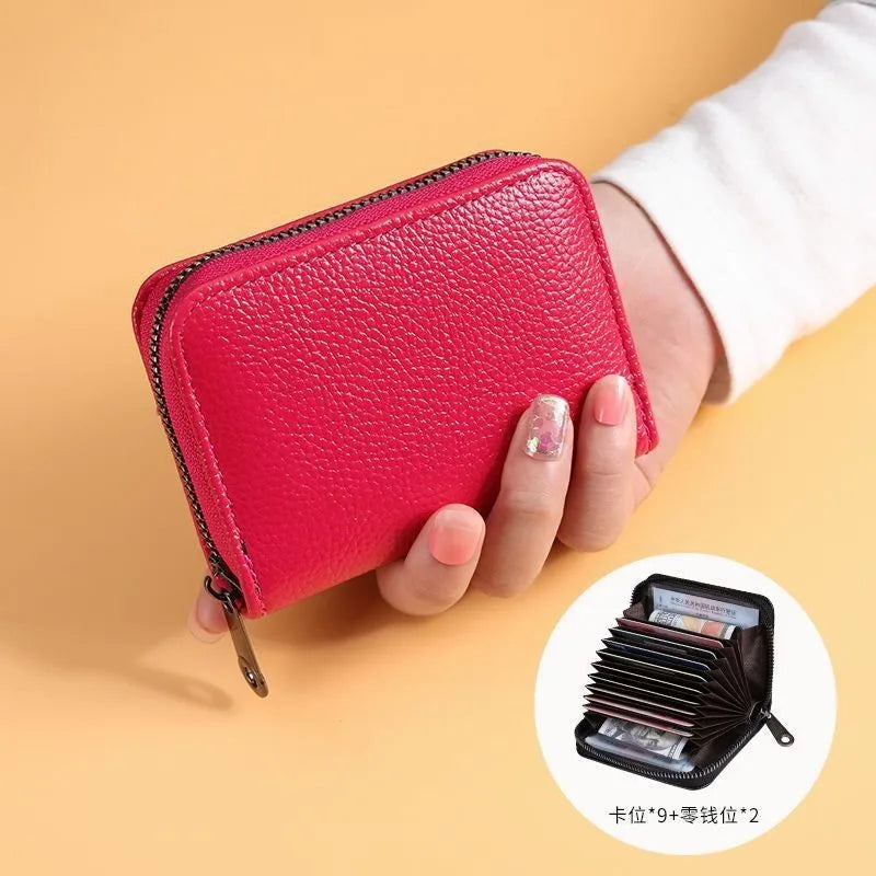 Leather Card Holder Wallet with Zipper – 9 or 18 Slots