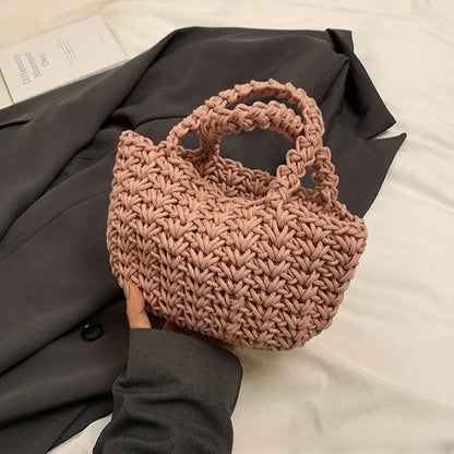 Hand-Woven Cotton Rope Bag – Women's Crochet Handbag