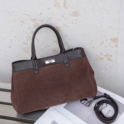 Women's Suede Leather Shoulder Bag – Soft Cowhide Handbag