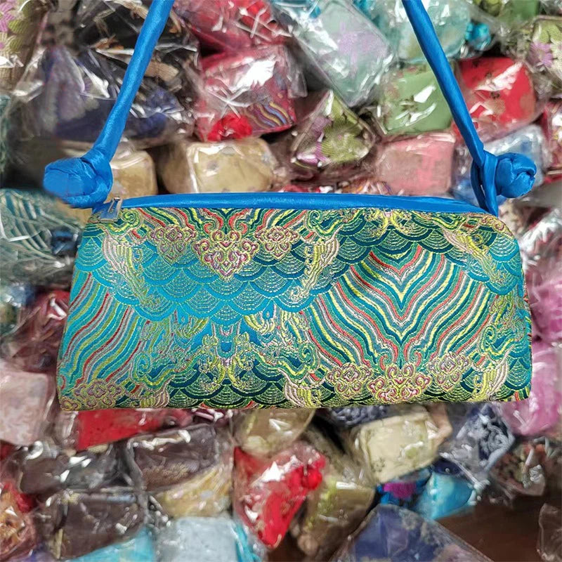 Silk Embroidered Shoulder Bag – Floral Satin Handbag