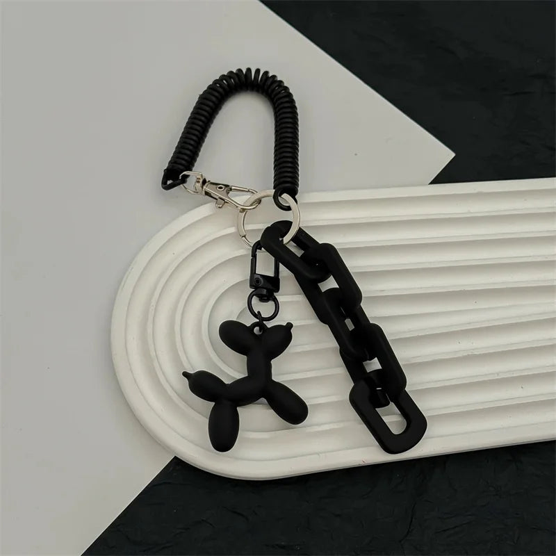 Balloon Dog Keychain with Coil Wrist Strap & Chunky Chain