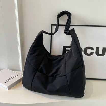 Quilted Puffer Shoulder Bag – Women's Large Soft Tote